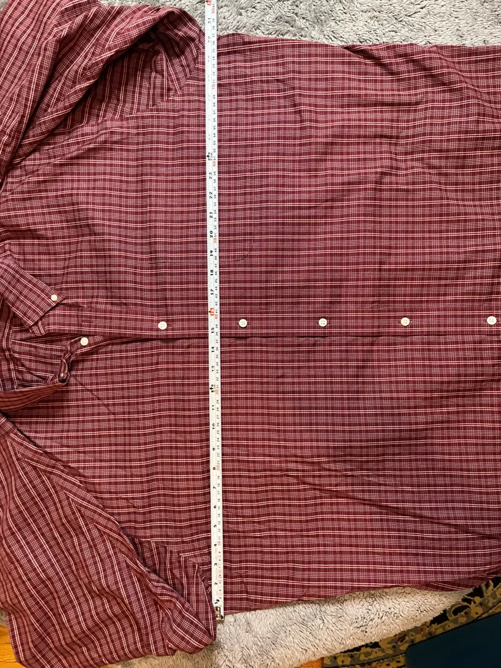 Big and Tall Lands' End Men's Burgundy Plaid Button-Down Shirt